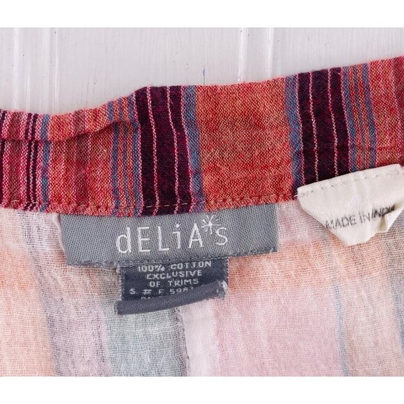 Delia's Plaid Skirt Y2k Size Small Pink Blue Orange Plaid - Picture 2 of 4